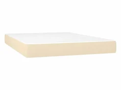 Clicnbuy Cama box spring colchón y luces LED tela crema 140x190 cm