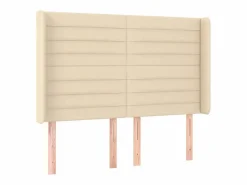 Clicnbuy Cama box spring colchón y luces LED tela crema 140x190 cm