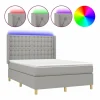 Online Clicnbuy Cama box spring colchón y luces LED tela gris claro 140x190 cm