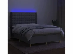 Online Clicnbuy Cama box spring colchón y luces LED tela gris claro 140x190 cm