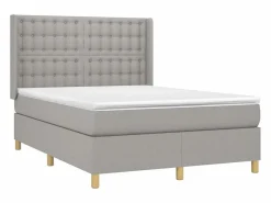 Online Clicnbuy Cama box spring colchón y luces LED tela gris claro 140x190 cm