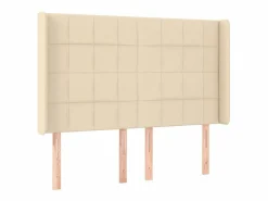 Sale Cama box spring colchón y luces LED tela crema 140x190 cm Somier - 140X190Cm