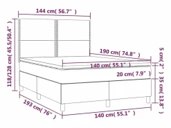 Clicnbuy Cama box spring colchón y luces LED tela gris claro 140x190 cm