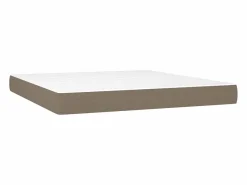 Discount Cama box spring colchón y luces LED tela gris taupe 180x200 cm Somier - 180X200Cm
