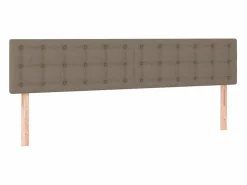 Discount Cama box spring colchón y luces LED tela gris taupe 180x200 cm Somier - 180X200Cm