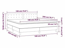 Discount Cama box spring colchón y luces LED tela gris taupe 180x200 cm Somier - 180X200Cm