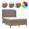 Best Clicnbuy Cama box spring colchón y luces LED tela gris taupe 140x200 cm