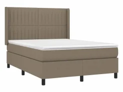 Best Clicnbuy Cama box spring colchón y luces LED tela gris taupe 140x200 cm