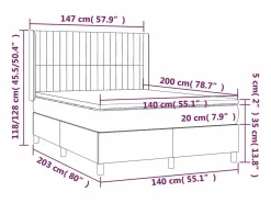 Best Clicnbuy Cama box spring colchón y luces LED tela gris taupe 140x200 cm