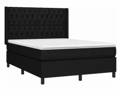 Clicnbuy Cama box spring colchón y luces LED tela negro 140x190 cm