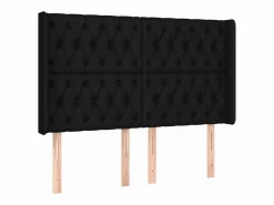 Clicnbuy Cama box spring colchón y luces LED tela negro 140x190 cm