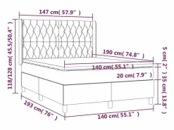 Clicnbuy Cama box spring colchón y luces LED tela negro 140x190 cm
