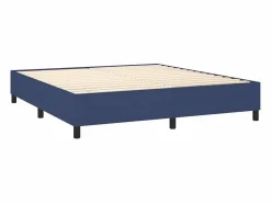 Clicnbuy Cama box spring colchón y luces LED tela azul 180x200 cm