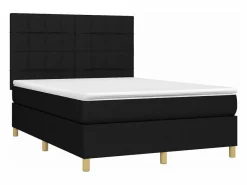 New Clicnbuy Cama box spring colchón y luces LED tela negro 140x190 cm