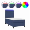 Online Cama box spring colchón y luces LED tela azul 90x190 cm Somier - 90X190Cm
