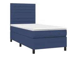 Online Cama box spring colchón y luces LED tela azul 90x190 cm Somier - 90X190Cm
