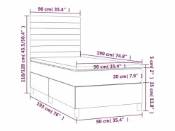 Online Cama box spring colchón y luces LED tela azul 90x190 cm Somier - 90X190Cm