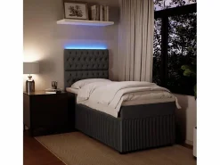 Best Cama box spring con colchón terciopelo oscuro 90x190 cm Somier - 90X190Cm
