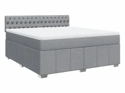 Clicnbuy Cama box spring con colchón tela claro 180x200 cm Gris