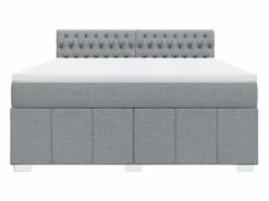 Clicnbuy Cama box spring con colchón tela claro 180x200 cm Gris