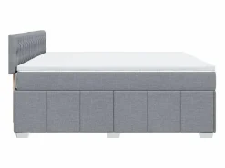 Clicnbuy Cama box spring con colchón tela claro 180x200 cm Gris