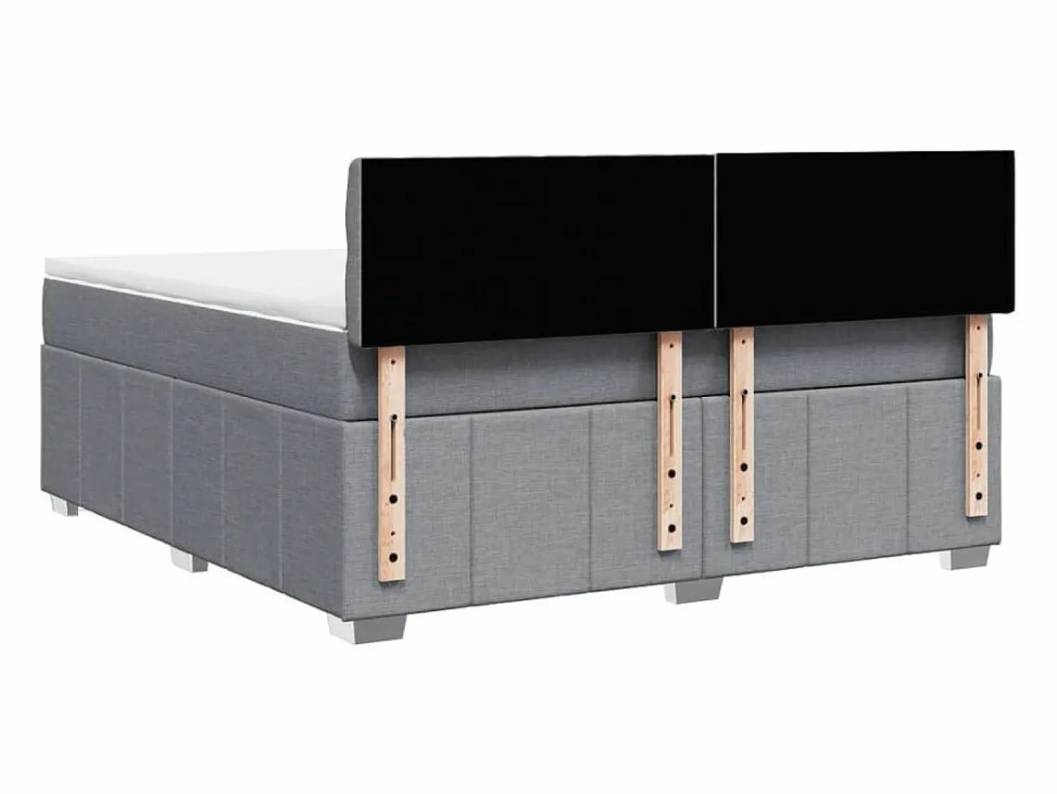 Clicnbuy Cama box spring con colchón tela claro 180x200 cm Gris