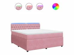 Clicnbuy Cama box spring con colchón terciopelo 180x200 cm Rosa