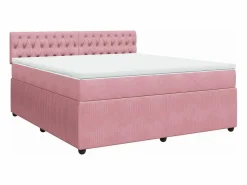Clicnbuy Cama box spring con colchón terciopelo 180x200 cm Rosa