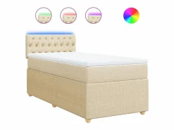 Best Clicnbuy Cama box spring con colchón tela color 90x190 cm Crema