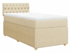 Best Clicnbuy Cama box spring con colchón tela color 90x190 cm Crema