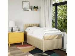 Best Clicnbuy Cama box spring con colchón tela color 90x190 cm Crema