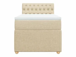 Best Clicnbuy Cama box spring con colchón tela color 90x190 cm Crema