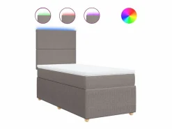 Clearance Cama box spring con colchón tela gris taupe 90x190 cm Somier - 90X190Cm