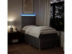 Clearance Cama box spring con colchón tela gris taupe 90x190 cm Somier - 90X190Cm