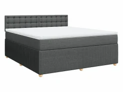 Clicnbuy Cama box spring con colchón tela oscuro 180x200 cm