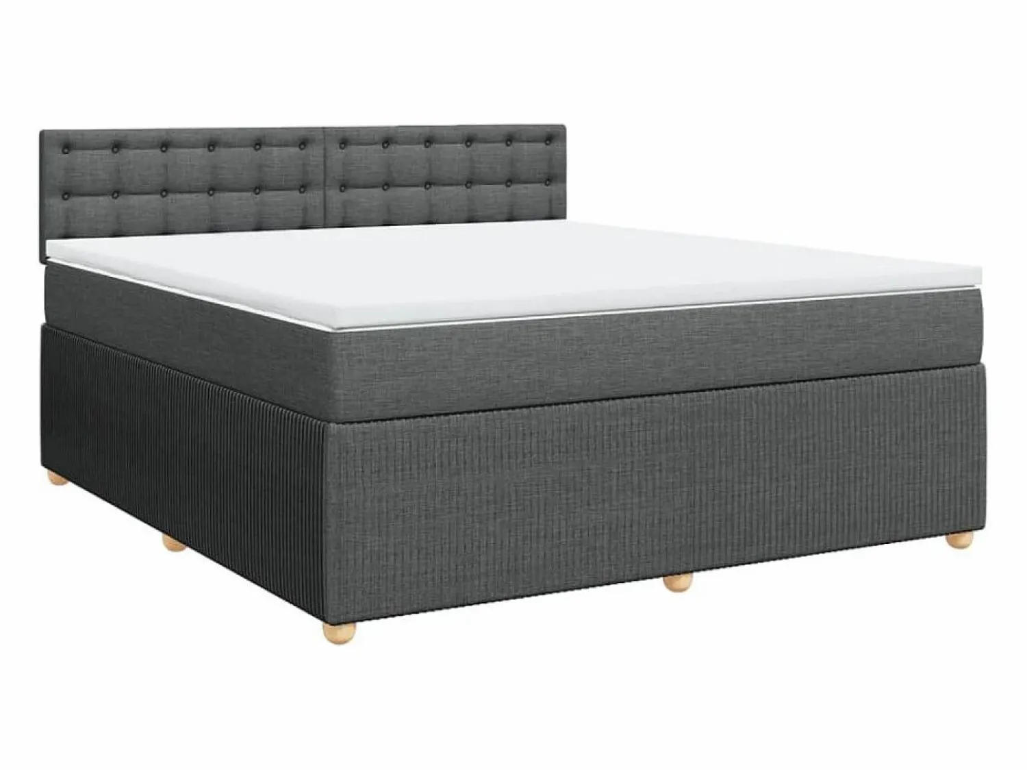 Clicnbuy Cama box spring con colchón tela oscuro 180x200 cm