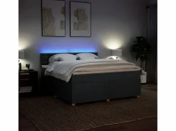 Clicnbuy Cama box spring con colchón tela oscuro 180x200 cm