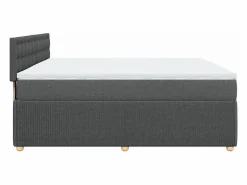 Clicnbuy Cama box spring con colchón tela oscuro 180x200 cm