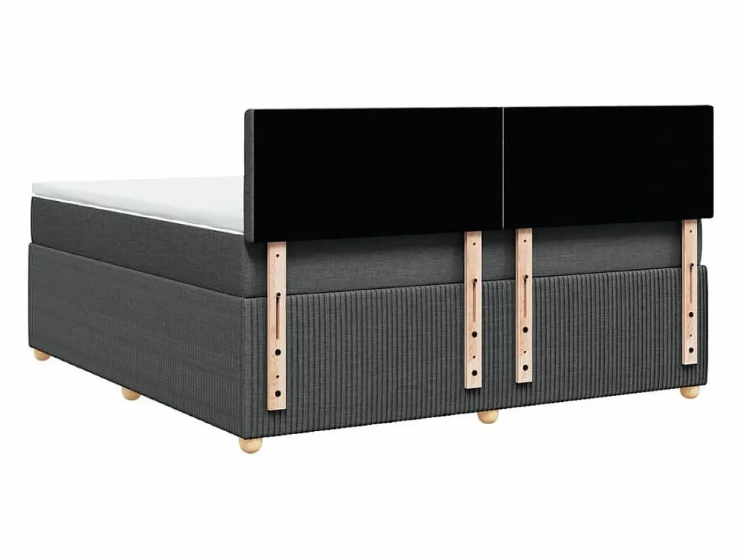 Clicnbuy Cama box spring con colchón tela oscuro 180x200 cm