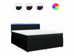 Clicnbuy Cama box spring con colchón tela 180x200 cm Negro