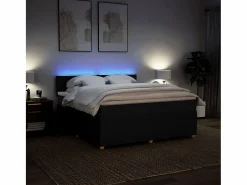 Clicnbuy Cama box spring con colchón tela 180x200 cm Negro
