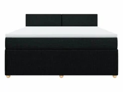 Clicnbuy Cama box spring con colchón tela 180x200 cm Negro