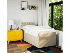 Clicnbuy Cama box spring con colchón tela color 90x190 cm