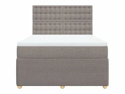 Clicnbuy Cama box spring con colchón tela gris taupe 140x200 cm