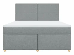 Clicnbuy Cama box spring con colchón tela claro 180x200 cm
