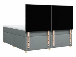 Clicnbuy Cama box spring con colchón tela claro 180x200 cm