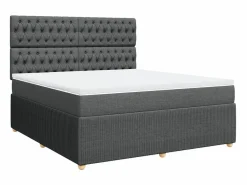 Clicnbuy Cama box spring con colchón tela oscuro 180x200 cm