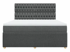 Clicnbuy Cama box spring con colchón tela oscuro 180x200 cm