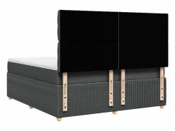 Clicnbuy Cama box spring con colchón tela oscuro 180x200 cm