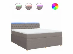 Outlet Clicnbuy Cama box spring con colchón tela gris taupe 180x200 cm Topo